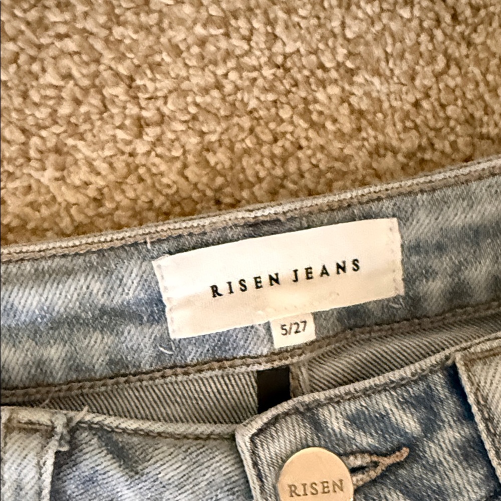 Stylish Distressed Light Blue Flare Jeans - Picture 4 of 5